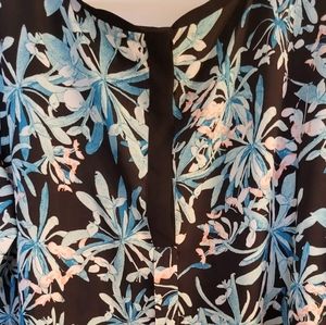 Women's 1X Floral Blouse - Jaclyn Smith Blue Pink Black